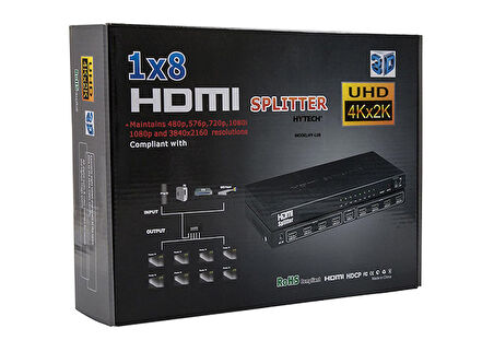 HYTECH HY-LU8 8 PORT 4KX2K HDMI SPLITTER DAĞITICI (4324)