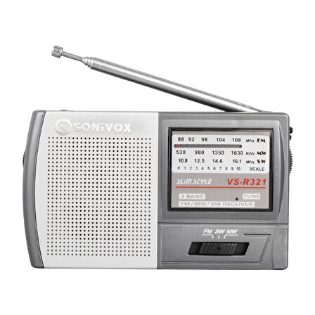 GRİ RENK CEP TİPİ ANALOG FM RADYO VS-R321 (4324)