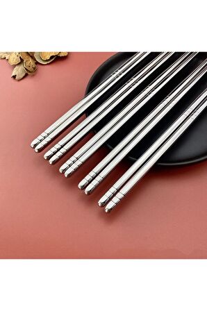 Metal Çin Çubuğu Yemek Çubukları 10 Çift Metal Chopstick 10 Çift Paslanmaz Çelik