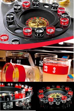 Eğlenceli Zaman Geçirmelik Oyun Shot Bardaklı Rulet Oyunu Drinking Roulette Oyunu Shot Bardaklı