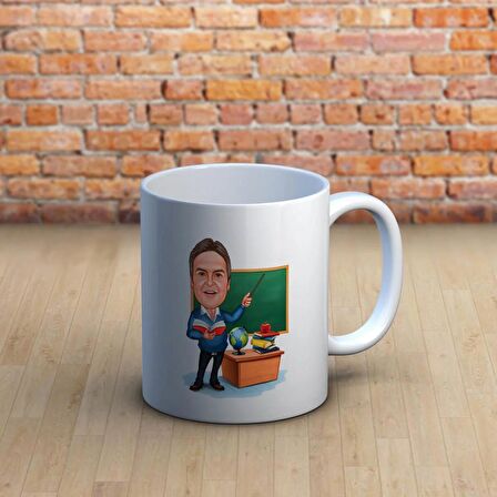 Erkek Öğretmenlerimize Özel Karikatürlü Kupa Bardak