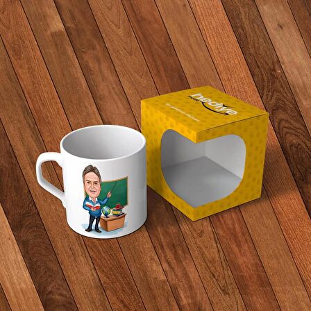 Erkek Öğretmenlerimize Özel Karikatürlü Kupa Bardak