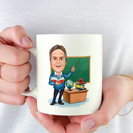 Erkek Öğretmenlerimize Özel Karikatürlü Kupa Bardak