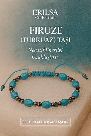 Sertifikalı Firuze Turkuaz Taşı Bileklik - Doğal Şifa ve Denge Enerjisi