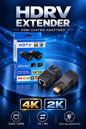 4K HDTV Dönüştürücü Uzatma Seti – CAT5e / CAT6, TX + RX