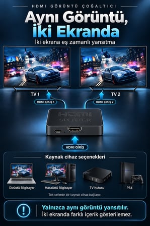 4K HDMI Taşınabilir HD Splitter 1 Giriş 2 Çıkış HDMI Anahtarı