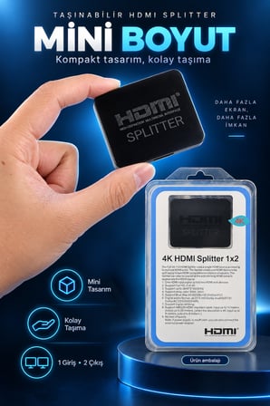4K HDMI Taşınabilir HD Splitter 1 Giriş 2 Çıkış HDMI Anahtarı
