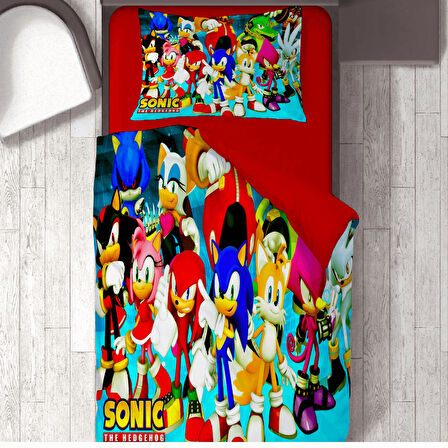 Sonic Temalı Baskılı Tek Kişilik Nevresim Takımı