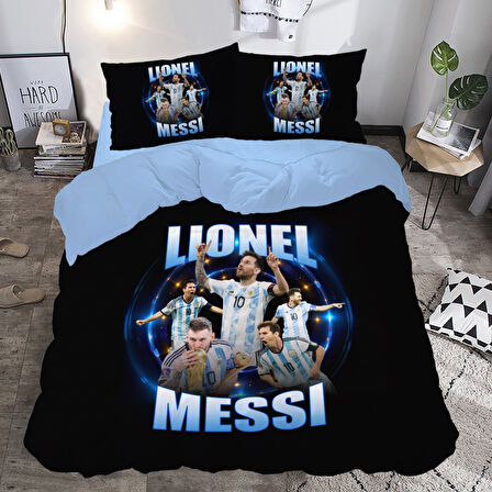 Messi Temalı Baskılı Çift Kişilik Nevresim Takımı