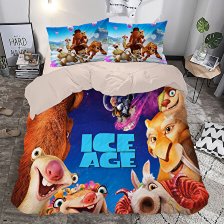 Ice Age Temalı Baskılı Çift Kişilik Nevresim Takımı