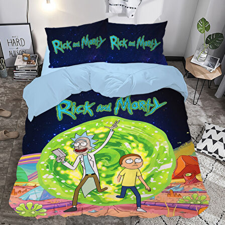 Rick and Morty Temalı Baskılı Çift Kişilik Nevresim Takımı