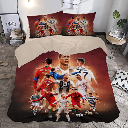 Star Ronaldo Temalı Baskılı Çift Kişilik Nevresim Takımı