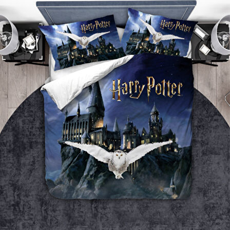 Harry Potter Hedwig Temalı Baskılı Çift Kişilik Nevresim Takımı