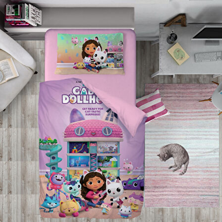 Doll House Temalı Baskılı Tek Kişilik Nevresim Takımı
