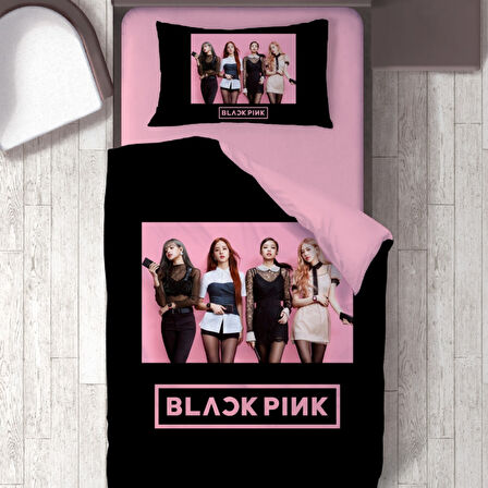 Black Pink Temalı Baskılı Tek Kişilik Nevresim Takımı