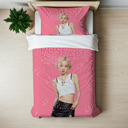 Rose Apt Temalı Baskılı Tek Kişilik Nevresim Takımı