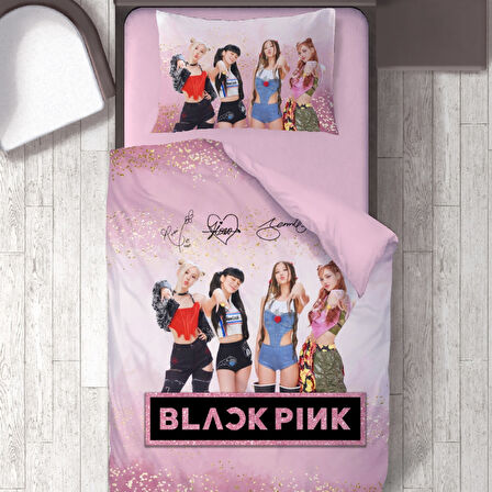 Black Pink 3D Temalı Baskılı Tek Kişilik Nevresim Takımı
