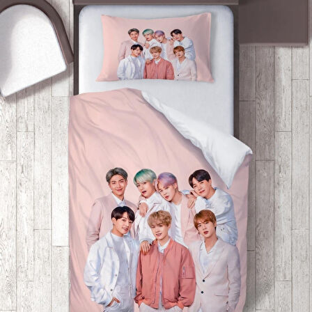 BTS Temalı Baskılı Tek Kişilik Nevresim Takımı
