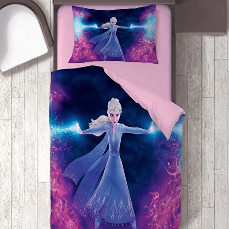 Frozen Elsa Temalı Baskılı Tek Kişilik Nevresim Takımı
