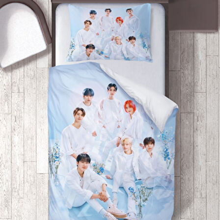 BTS Grubu Temalı Baskılı Tek Kişilik Nevresim Takımı