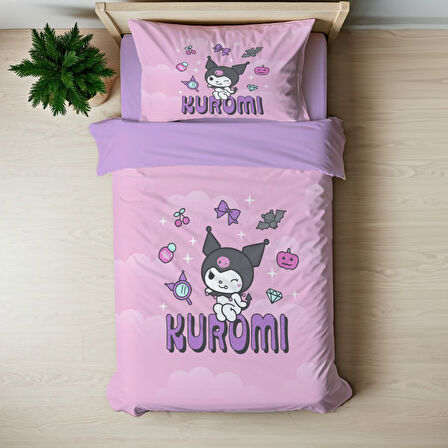 Kuromi Şeker Temalı Baskılı Tek Kişilik Nevresim Takımı