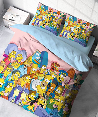 Simpson Temalı Baskılı Çift Kişilik Nevresim Takımı