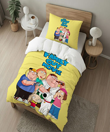 Family Guy Temalı Baskılı Tek Kişilik Nevresim Takımı