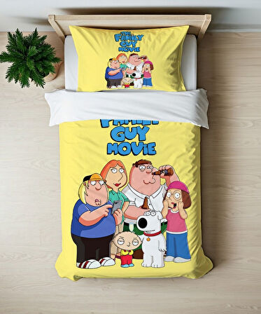 Family Guy Temalı Baskılı Tek Kişilik Nevresim Takımı