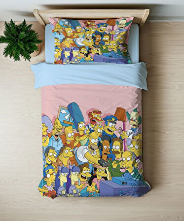 Simpson Temalı Baskılı Tek Kişilik Nevresim Takımı