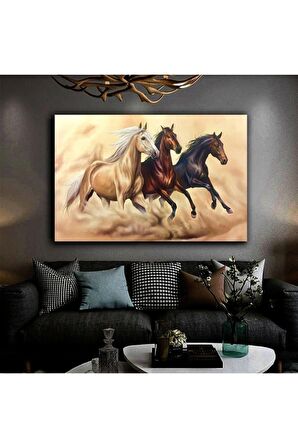 Harikabirev Soyut At Tablosu Yağlı Boya Görünümlü Dekoratif Kanvas Tablo Model Y5