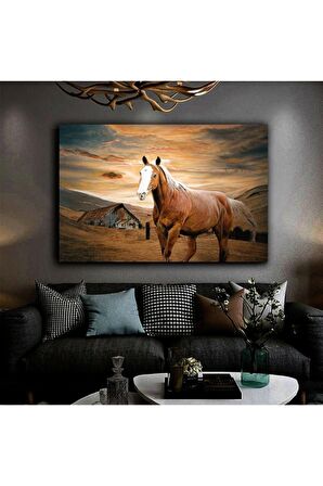 Harikabirev Soyut At Tablosu Yağlı Boya Görünümlü Dekoratif Kanvas Tablo Model Y7