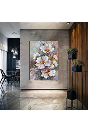 Saksılı Çiçek Tablosu|yağlı Boya Efektli Çiçek Tablosu Sç11 Harikabirev