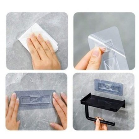 Tuvalet Kağıdı Askılığı - Raflı ve Yapışkanlı - Matkapsız Banyo Aksesuarı