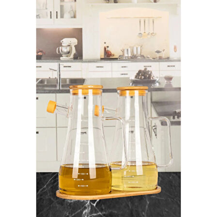 Standlı 2'li Cam Yağdanlık