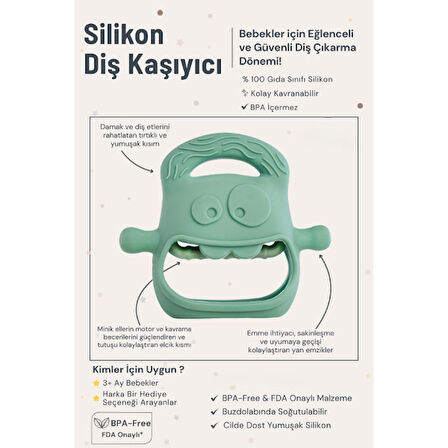 Koyu Yeşil Bebek Silikon Diş Kaşıyıcı