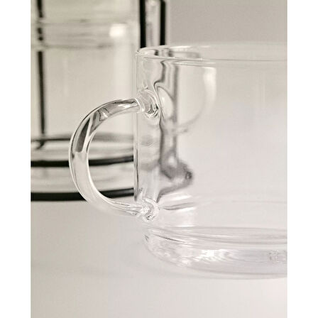 Standlı Borosilikat 4'lü Fincan Seti