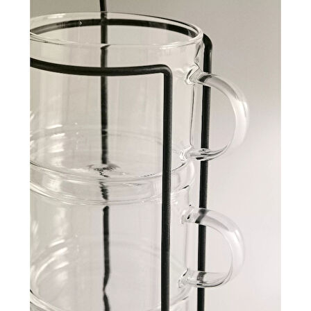 Standlı Borosilikat 4'lü Fincan Seti