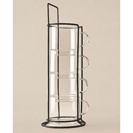 Standlı Borosilikat 4'lü Fincan Seti