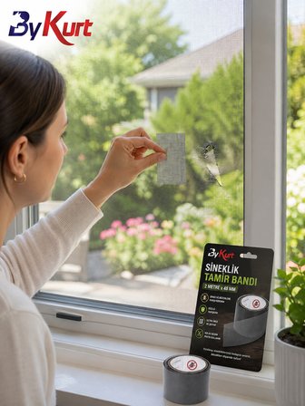 Sineklik Tamir Bandı 2 Metre x 48 mm Yapışkanlı File Onarım Bandı Pencere Balkon Kapı Sineklik Yama Bandı