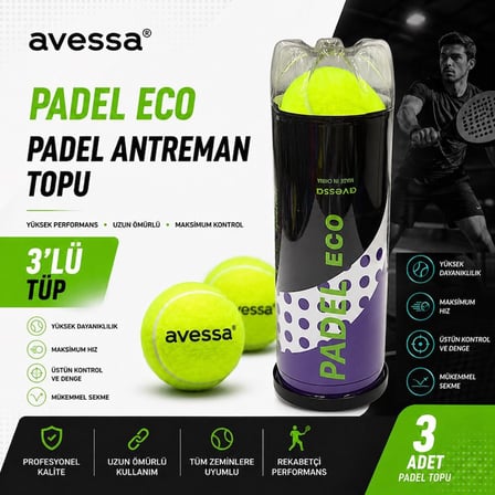 Premium Antrenman Maç Spor Malzemesi Padel Eco Padel Antreman Topu 3'LÜ (24)