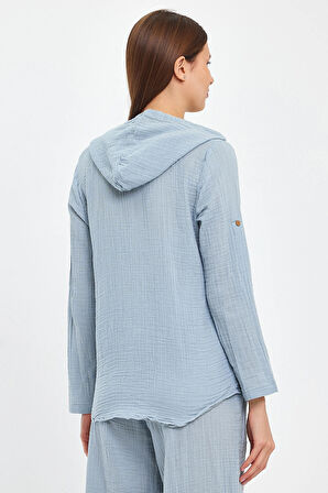 Müslin Kapüşonlu Gömlek-Kadın Kapüşonlu Gömlek-1030