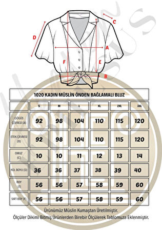 Müslin Kadın Gömlek-Önden Bağlamalı Gömlek-1020