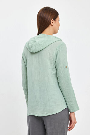 Müslin Kapüşonlu Gömlek-Kadın Kapüşonlu Gömlek-1030