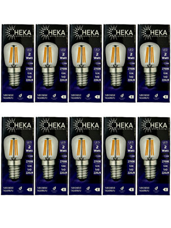 Heka 2W (22W) 2700K (Sarı Işık) E14 Duylu Led Rustik Ampul (10 Adet)