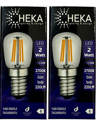 Heka 2W (22W) 2700K (Sarı Işık) E14 Duylu Led Rustik Ampul (2 Adet)