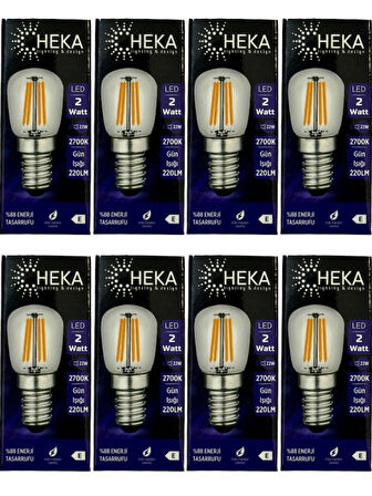 Heka 2W (22W) 2700K (Sarı Işık) E14 Duylu Led Rustik Ampul (8 Adet)