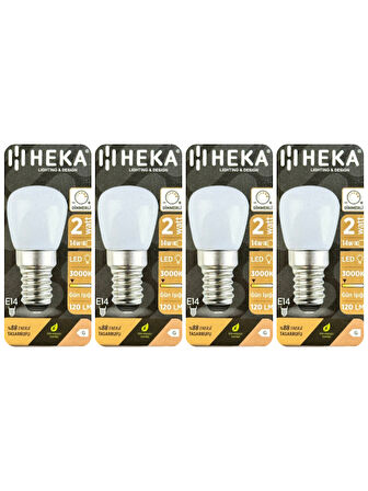 (4 Adet) Heka 2W (14W) 3000K (Sarı Işık) E14 Duylu (İnce Duy) Dim Edilebilir Soft Led Mini Ampul