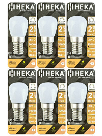 (6 Adet) Heka 2W (14W) 3000K (Sarı Işık) E14 Duylu (İnce Duy) Dim Edilebilir Soft Led Mini Ampul