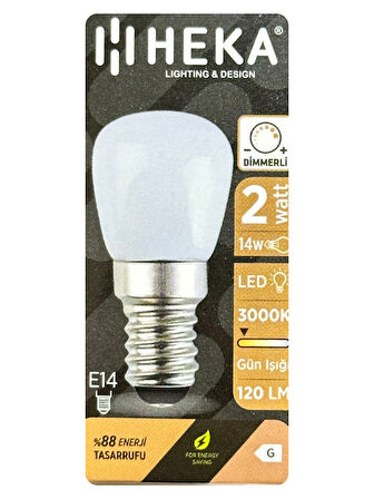 (6 Adet) Heka 2W (14W) 3000K (Sarı Işık) E14 Duylu (İnce Duy) Dim Edilebilir Soft Led Mini Ampul