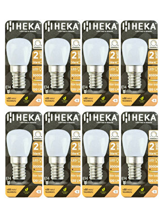 (8 Adet) Heka 2W (14W) 3000K (Sarı Işık) E14 Duylu (İnce Duy) Dim Edilebilir Soft Led Mini Ampul